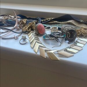 Assorted Jewelry Collection with Gold and Silver Tones